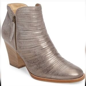 Paul Green Malibu Sliced Zip Ankle Bootie Chunky Nubuck Earth Metallic Size 4